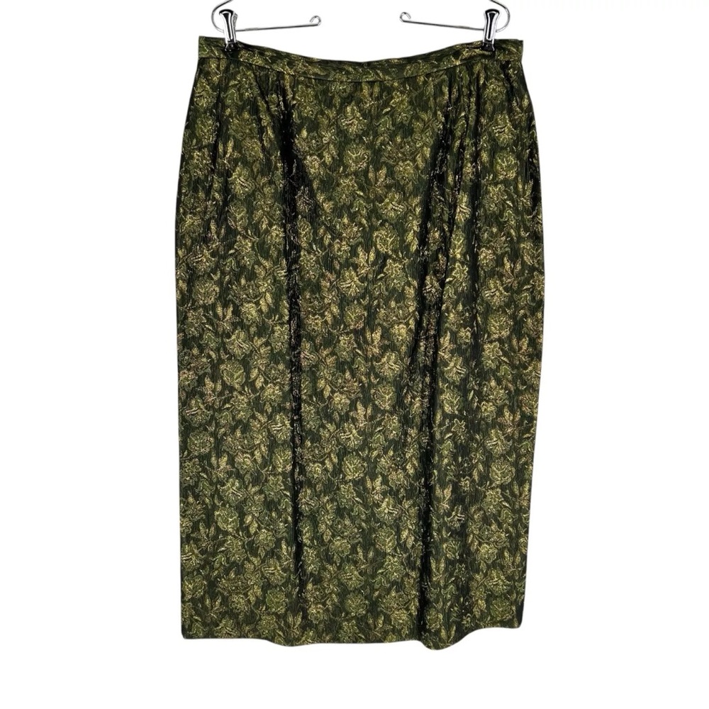 Lily & Taylor Skirt Size 14 Green Shimmer Jacquard Maxi Special Occasion Formal